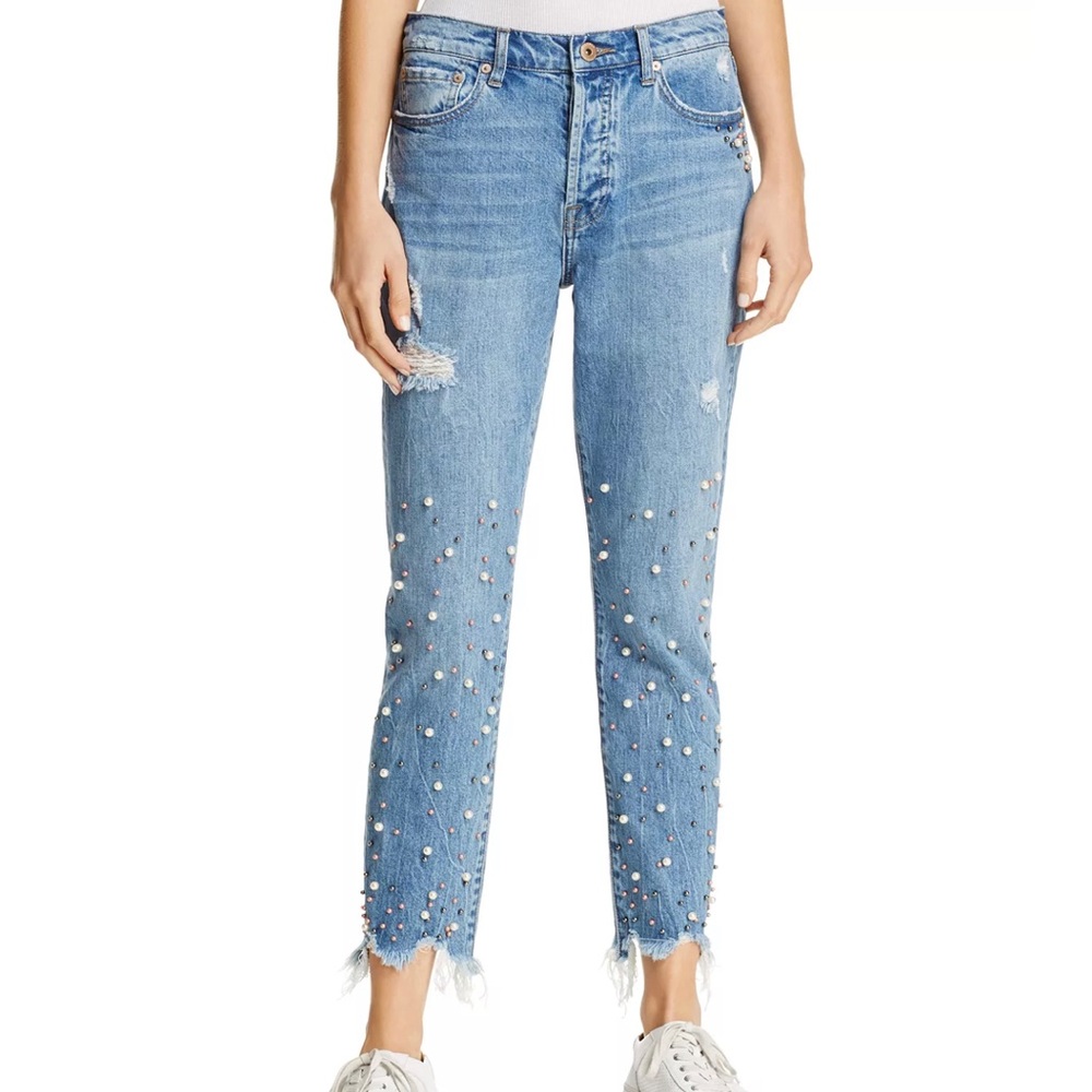 Pistola Nico Faux Pearl Embellished Jeans in La Lux - 100% Exclusive